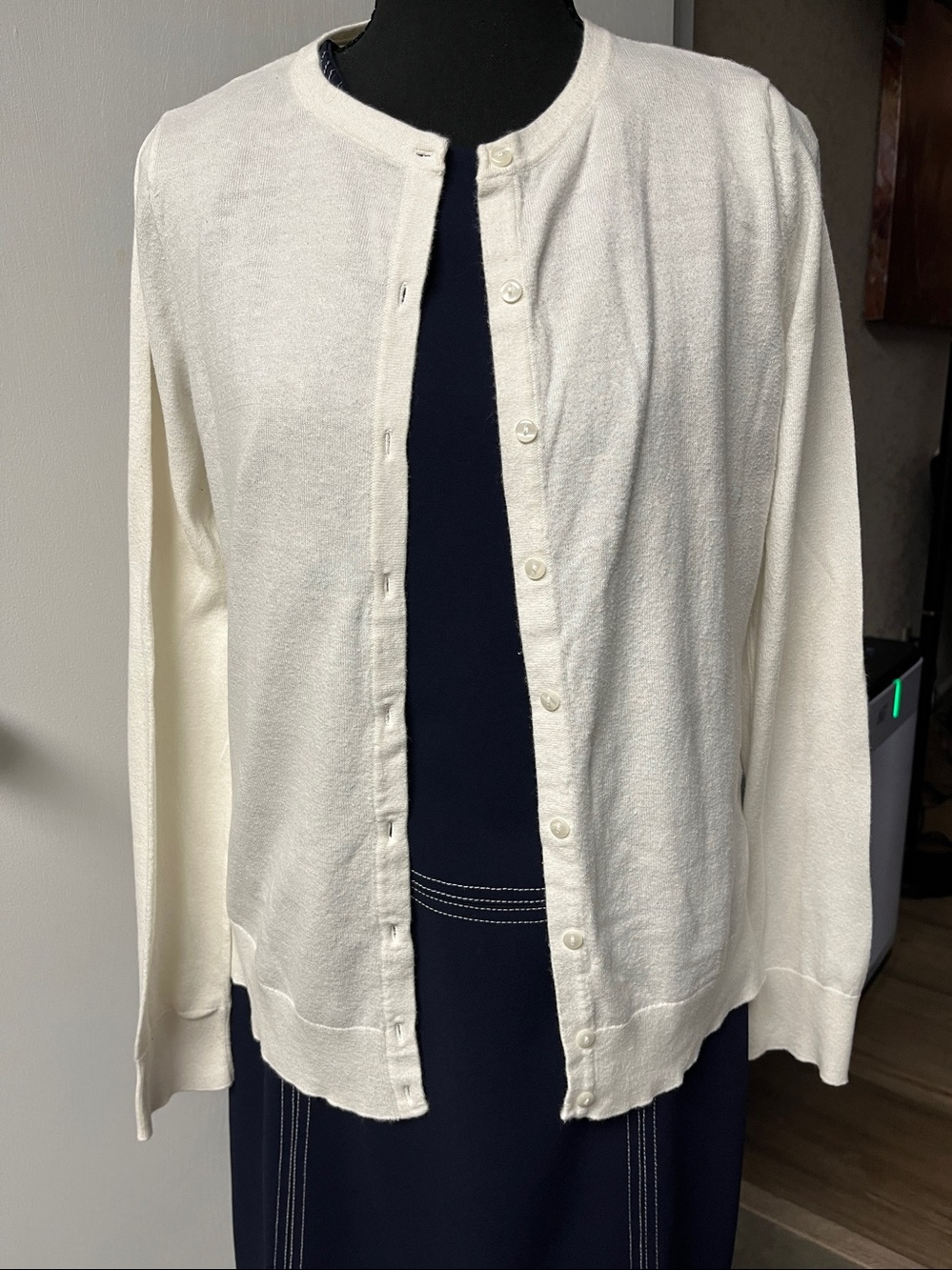 Classic Cream Button Cardigan - Picture 2 of 4